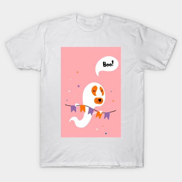Dog in ghost costume T-Shirt by DanielK